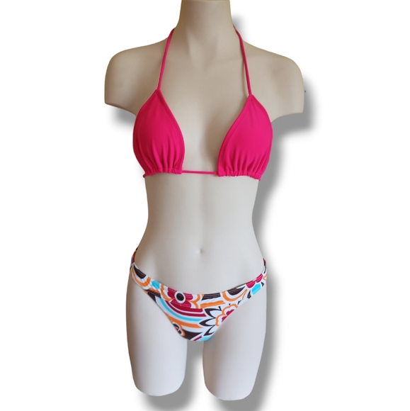 💥 Women's Pink Classic Halter Triangle Bikini Bra Top - Picture 3 of 16